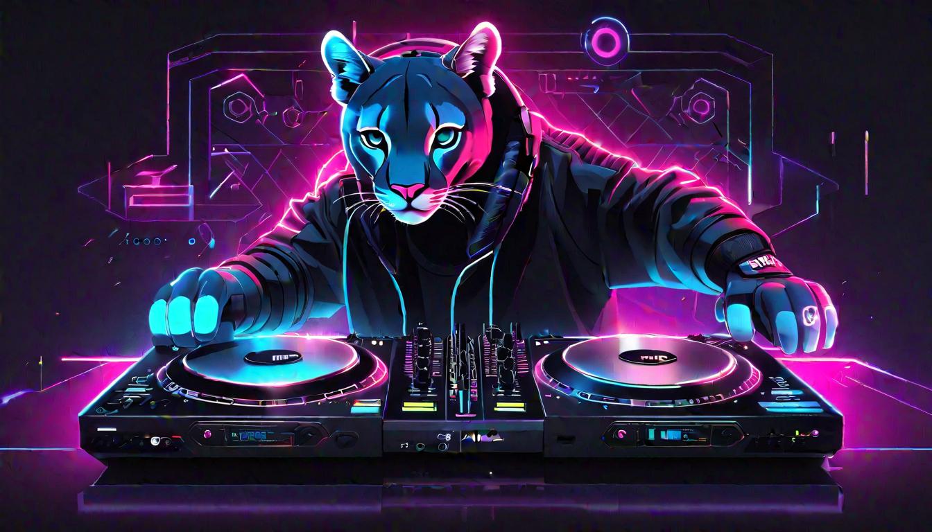 DJPVMA livestreaming with puma mask and high-energy setup